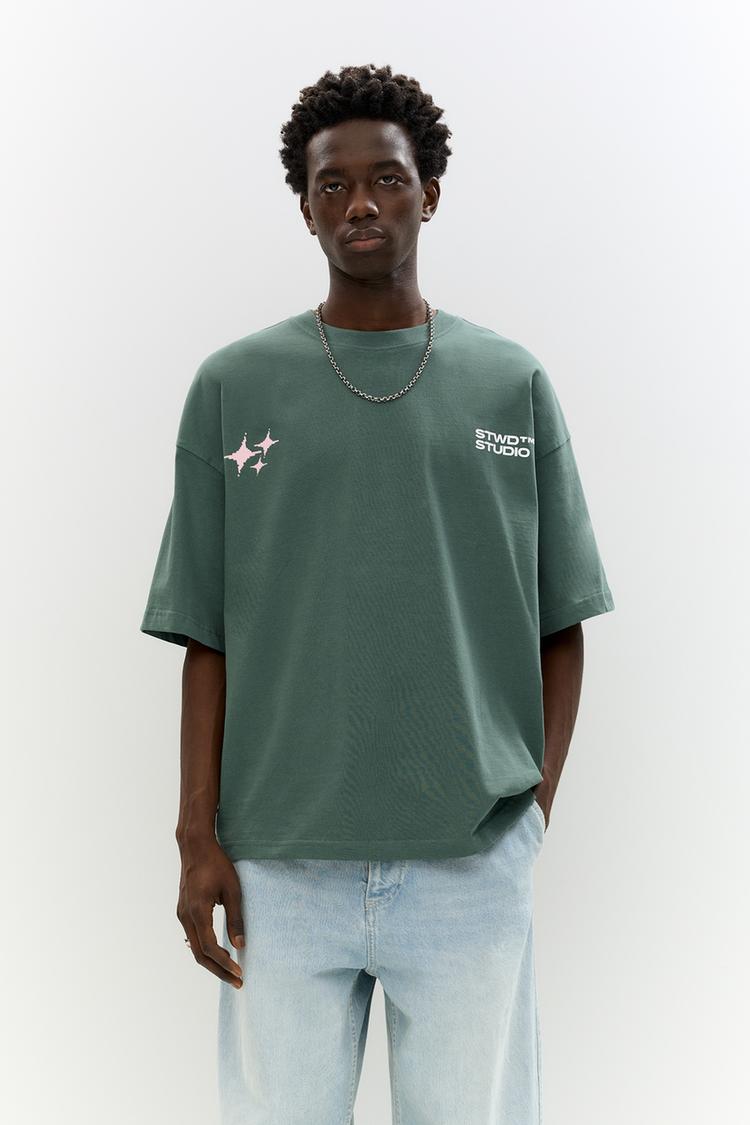 

Футболка студии Stwd Pull And Bear, зеленый