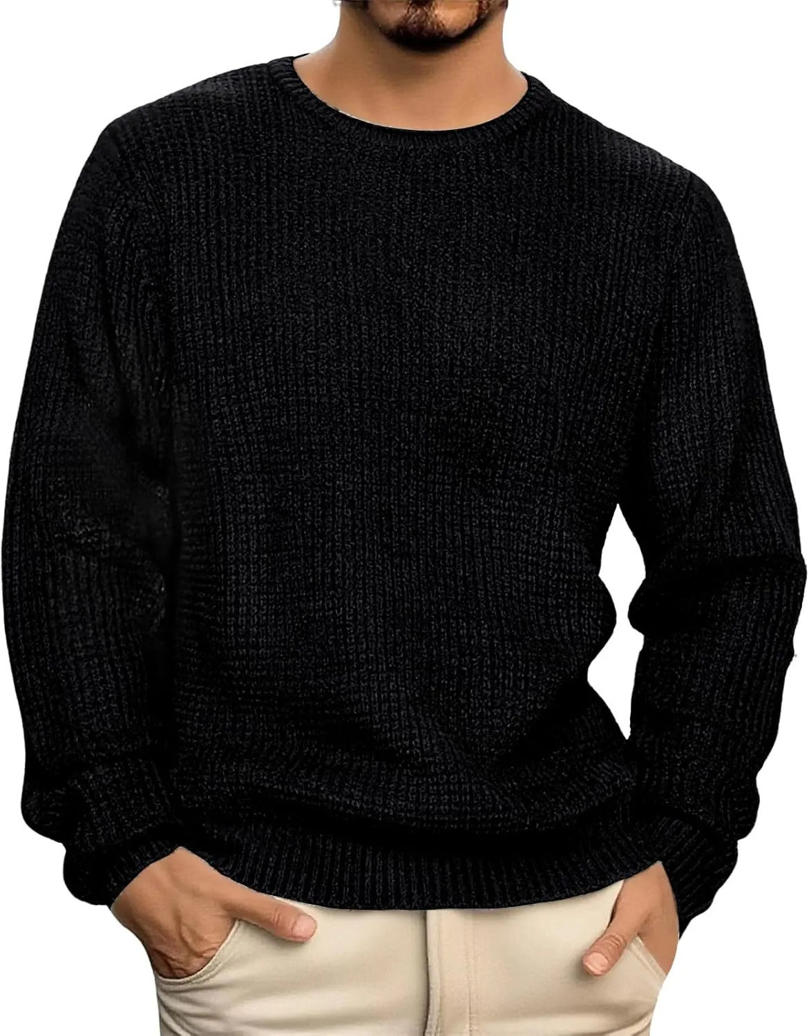 

Мужской свитер с круглым вырезом и четвертью молнией