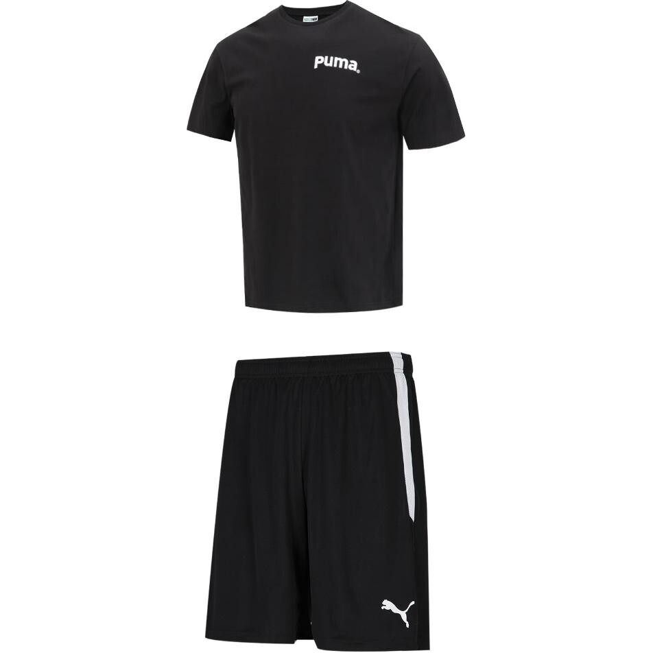 

Повседневный спортивный мужской комплект черный топ и черные шорты Puma, черный