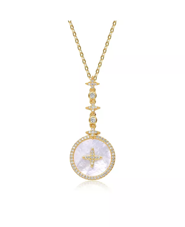 

Ожерелье с подвеской в виде круглого пружинного кольца из стерлингового серебра 14 карат с позолотой и кубическим цирконием Genevive, gold