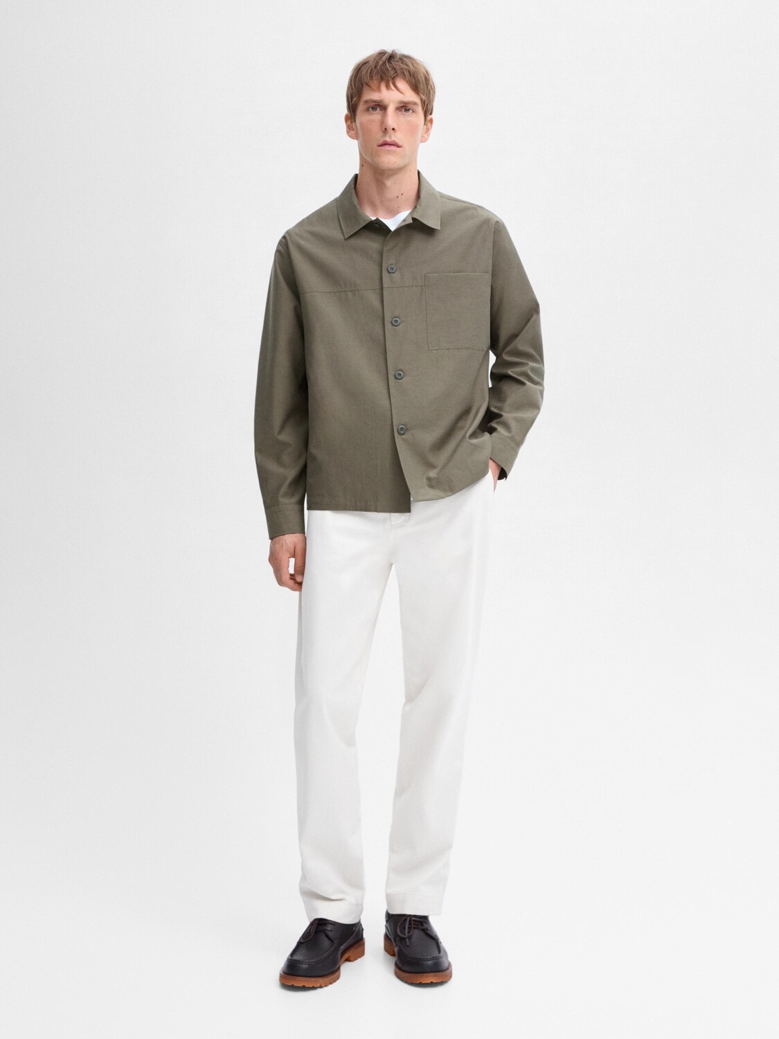 

Хлопковая верхняя рубашка с карманом Massimo Dutti, зеленый