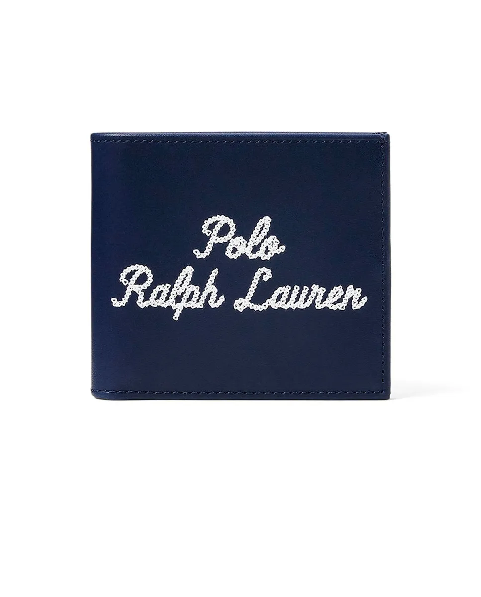 

Мужской кожаный кошелек с вышитым логотипом Polo Ralph Lauren, цвет Azul Melange