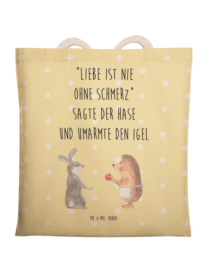 

Шоппер Mr. & Mrs. Panda Einkaufstasche Hase Igel mit Spruch, цвет Gelb Pastell