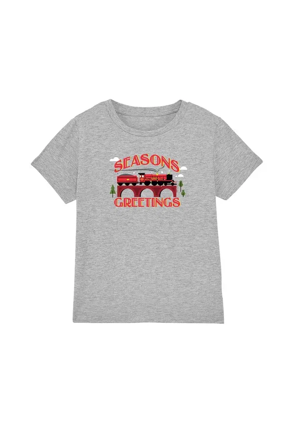 Футболка Harry Potter Seasons Greetings Christmas Hogwarts Express Print Cotton Soul, крапчатый светло-серый