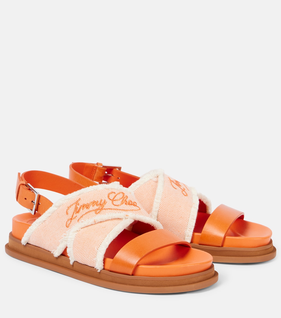Сандалии Joa из холста и кожи Jimmy Choo, Mandarin/Mandarin