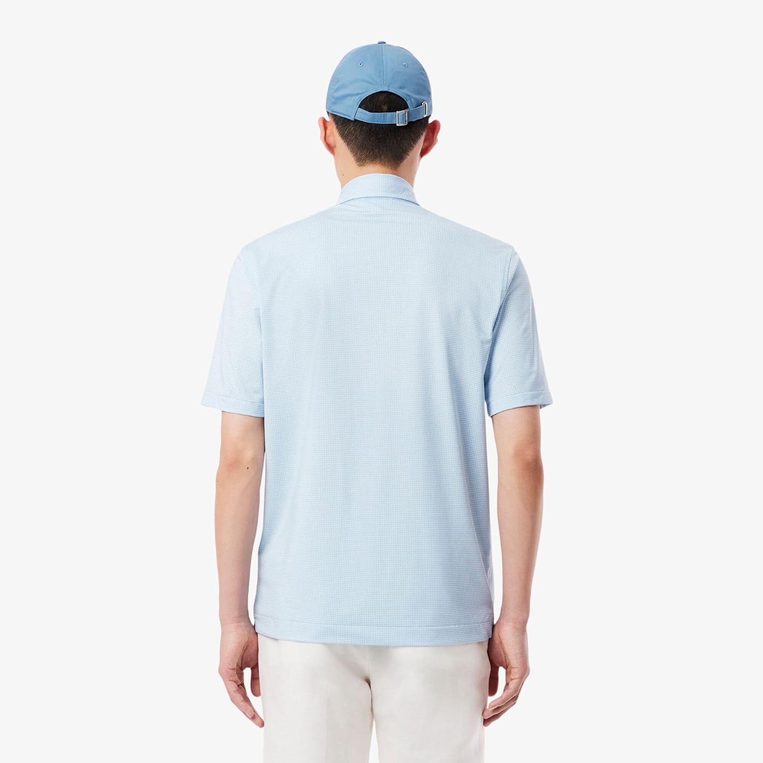 Мужская поло-рубашка Lacoste, дезодорирующая, быстросохнущая, с защитой от УФ-излучения, в мелкую клетку, синий — фото 3