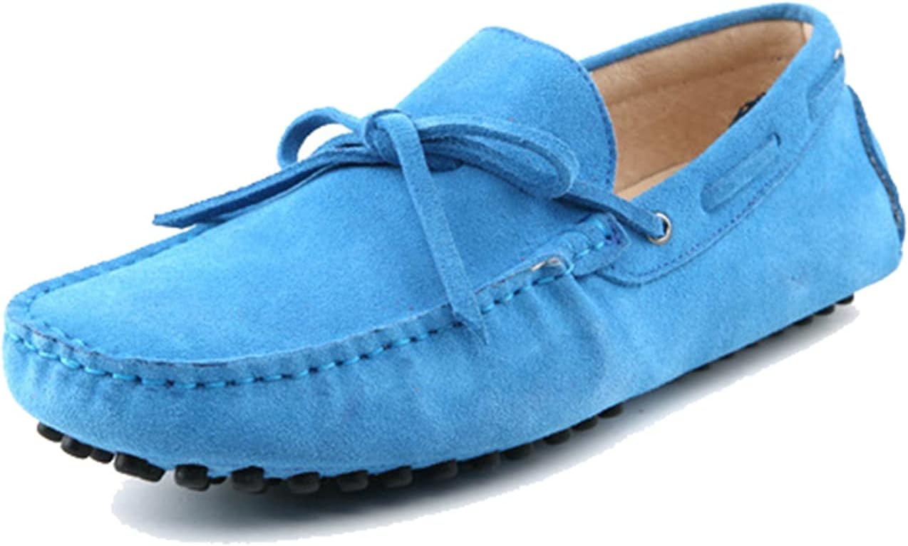 

Мужские повседневные мокасины LITNERMIA с шнуровкой, замшевой кожей, для вождения и лодочные туфли, небесно-голубой
