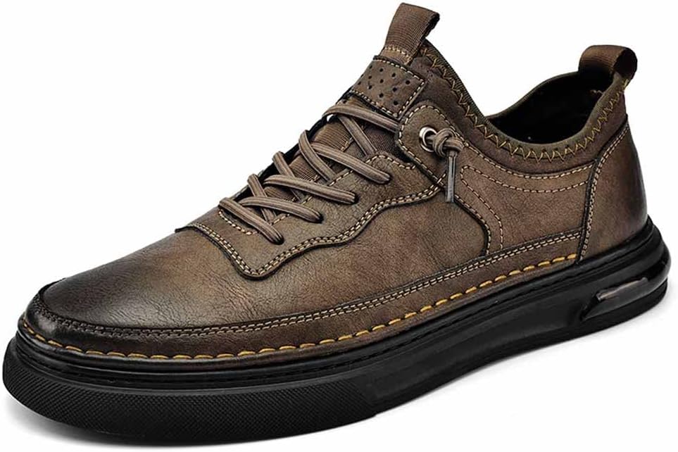 

Оксфордские туфли для мужчин, эластичные кожаные туфли на шнуровке без шнуровки, повседневные, формальные, удобные, ручной работы, из коровьей кожи Msyingl, коричневый
