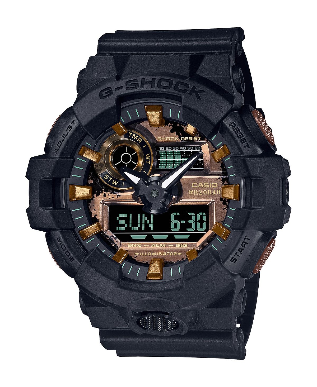 

Мужские аналоговые цифровые часы из черной смолы 53,4 мм, GA700RC-1A G-Shock