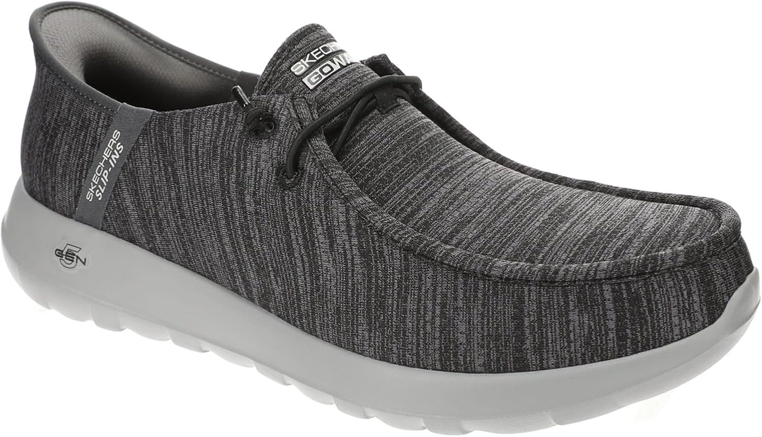 Мужские слипоны Skechers GoWalk Max - спортивные повседневные прогулочные туфли, Амортизирующая стелька с охлаждающей воздухом памятью формы, черный/угольный — фото 2
