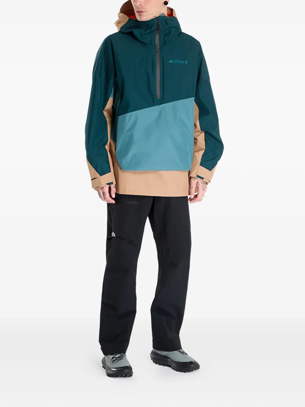 Пальто с цветными блоками Adidas, зеленый — фото 2