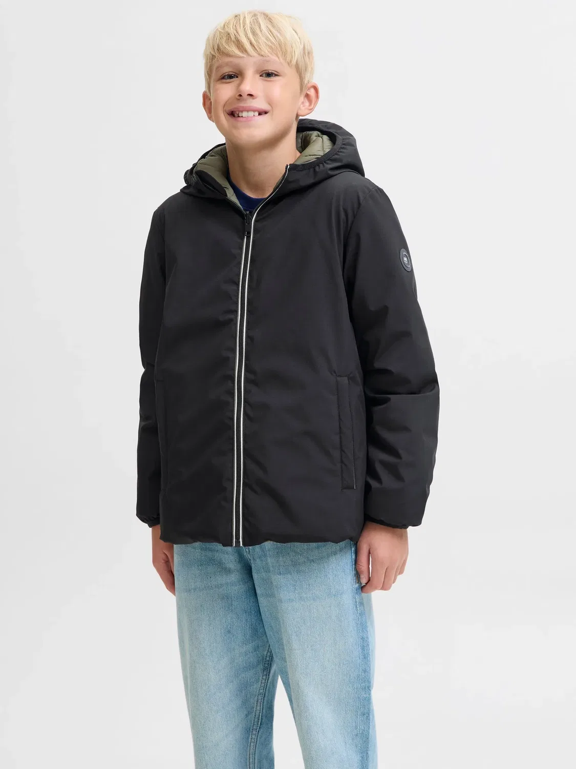 Переходная куртка с капюшоном, JACK & JONES Junior, черный — фото 3