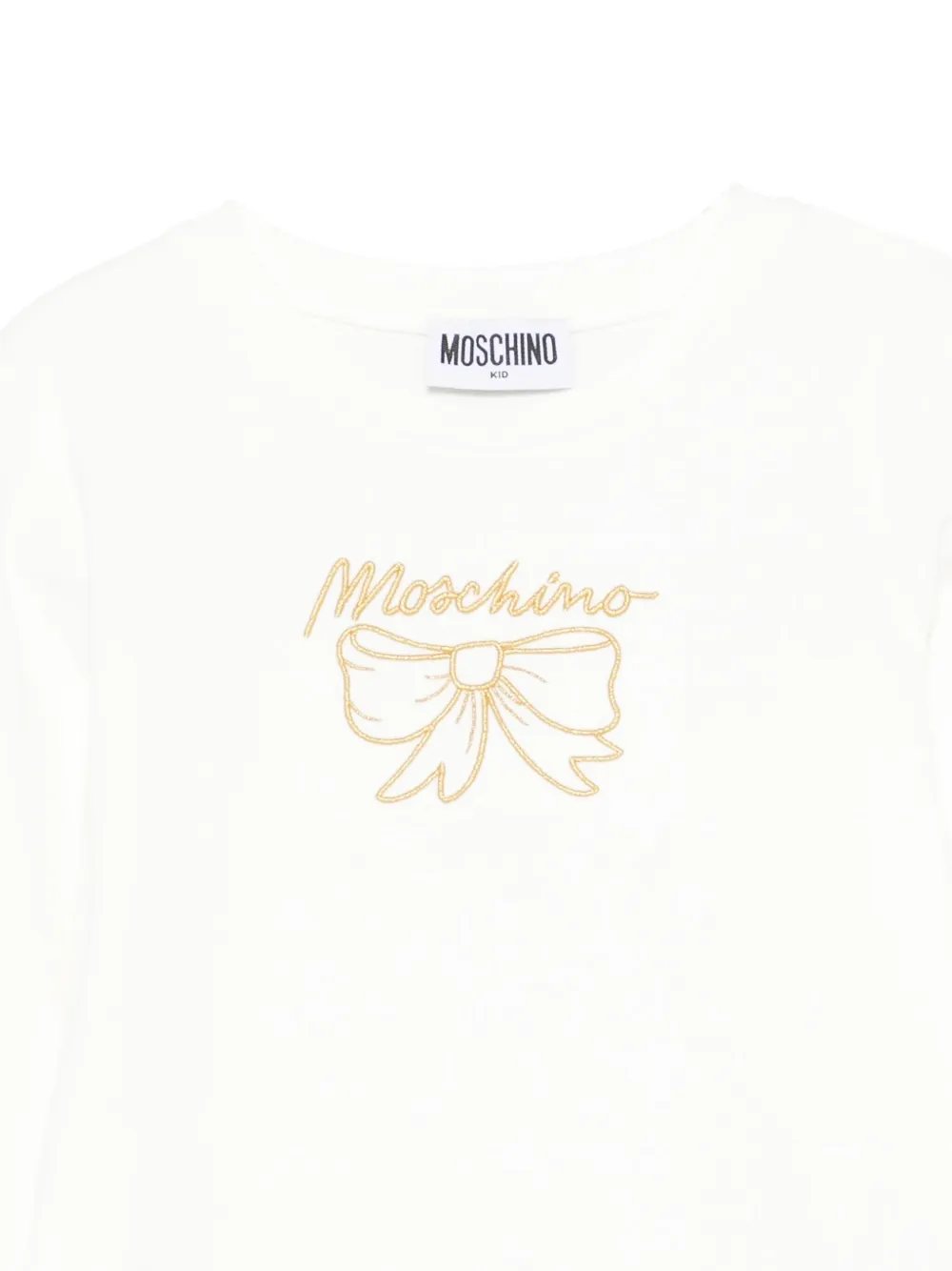 Футболка с длинными рукавами и бантом Moschino Kids, белый — фото 3