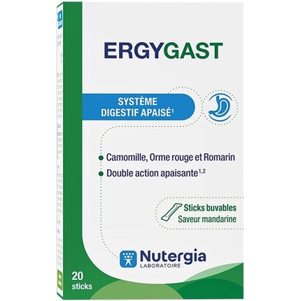 

ERGYGAST Пищеварительная добавка с ромашкой, красным вязом и розмарином, 20 питьевых палочек со вкусом мандарина Nutergia