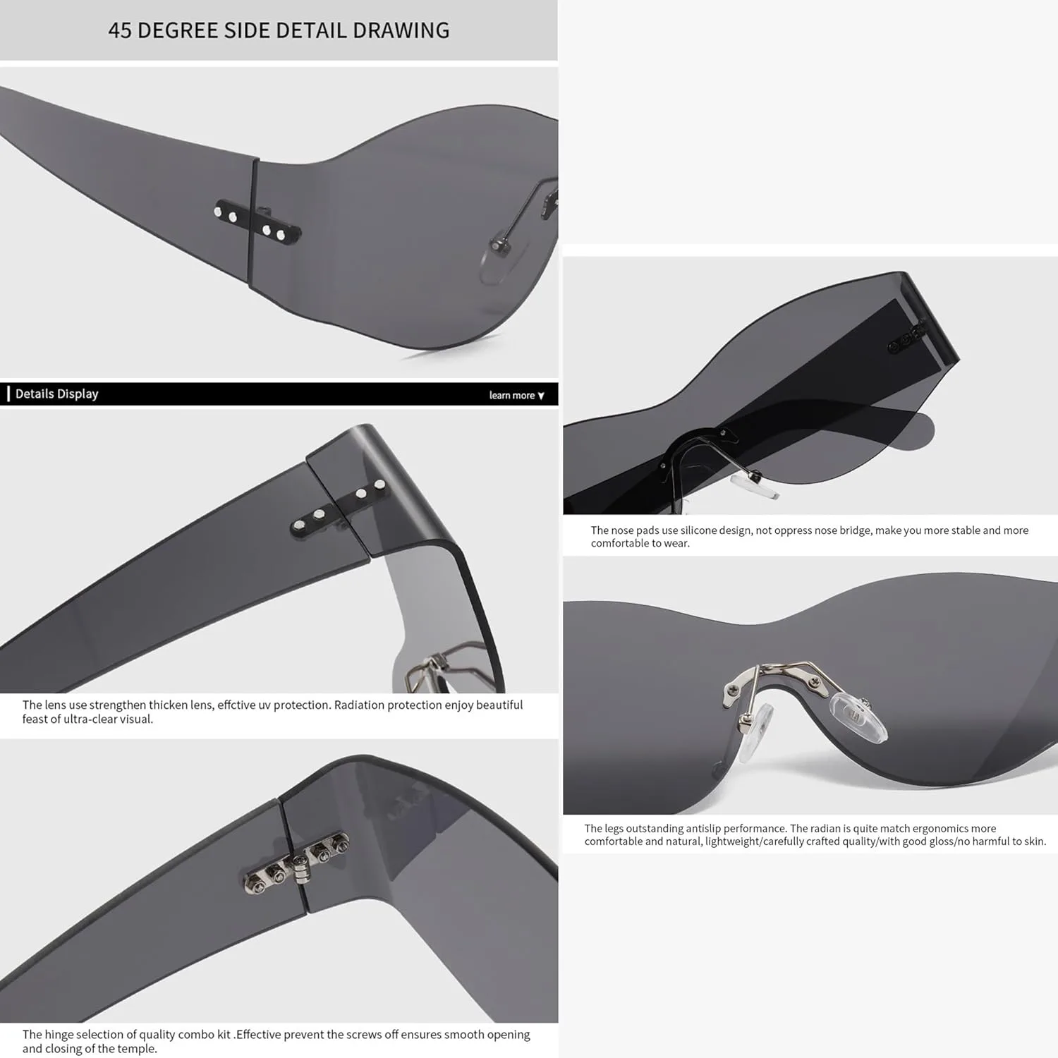 

bullabulling Модные цельные овальные солнцезащитные очки для женщин в стиле панк, солнцезащитные очки Y2k, унисекс, защита от УФ-излучения UV400, Champagne