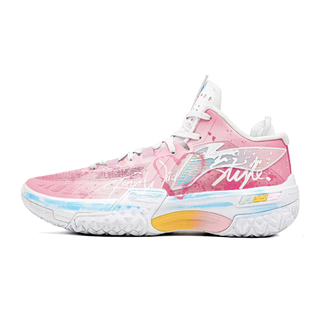 

LINING Повседневные баскетбольные кроссовки мужские mid top с амортизацией Shudder и износостойкой подошвой розовые