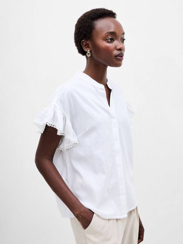 

Футболка Sindey с полузастежкой и отделкой French Connection, Linen White