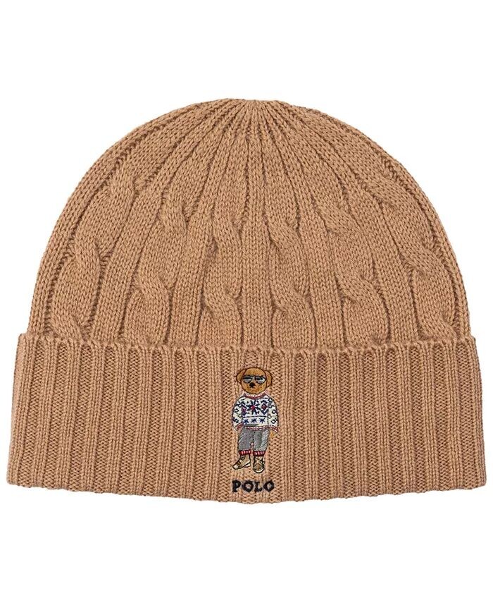 

Мужская праздничная шапка-бини с медвежонком Polo Ralph Lauren, коричневый