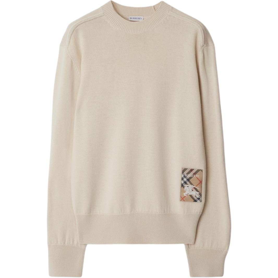 

Вязаный свитер в клетку Burberry, бежевый