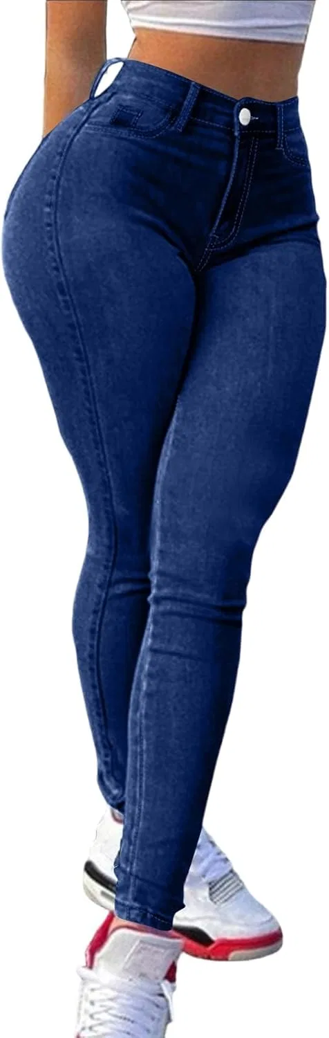 Джинсы скинни с высокой талией, Dark Blue