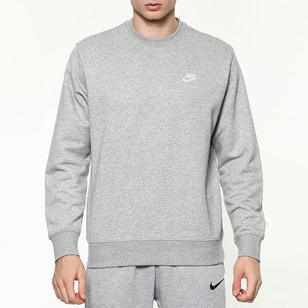 Толстовка men's sportswear club crw casual sport round necklong sleeve shirt men's grey Nike, серый — фото 3