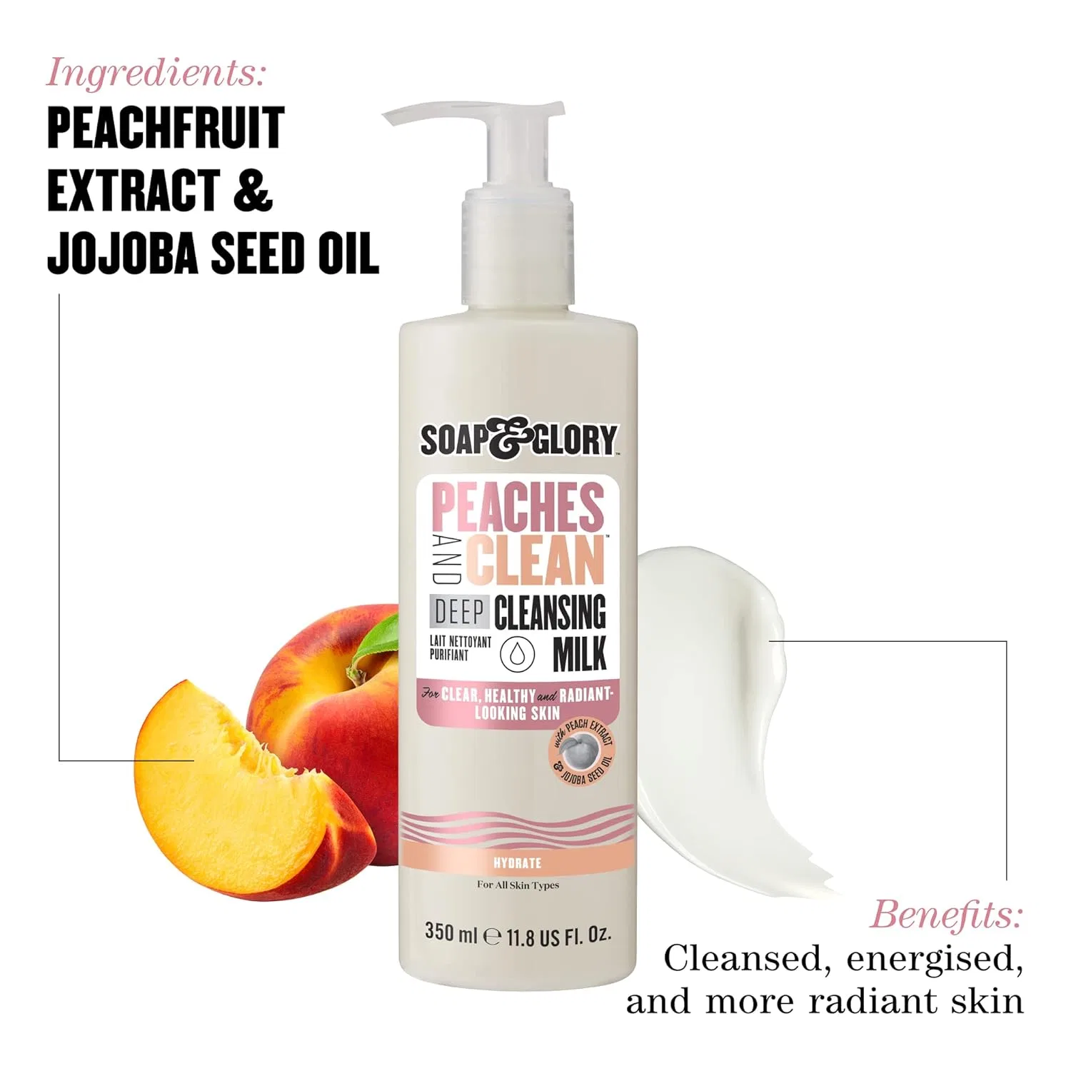 Молочко для умывания Soap & Glory — Очищающее молочко And Peaches And Clean -в, 350 мл — фото 2
