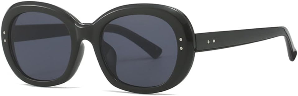 

Овальные солнцезащитные очки в стиле панк с заклепками для мужчин, солнцезащитные очки UV400 в стиле ретро, ​​круглые солнцезащитные очки для женщин HDUBFY, Black Gray