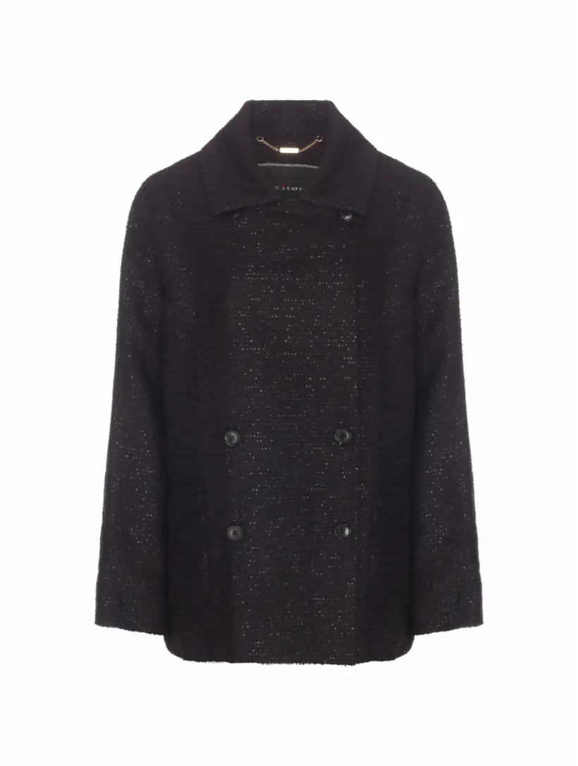

Твидовое пальто с пайетками Kiton, черный