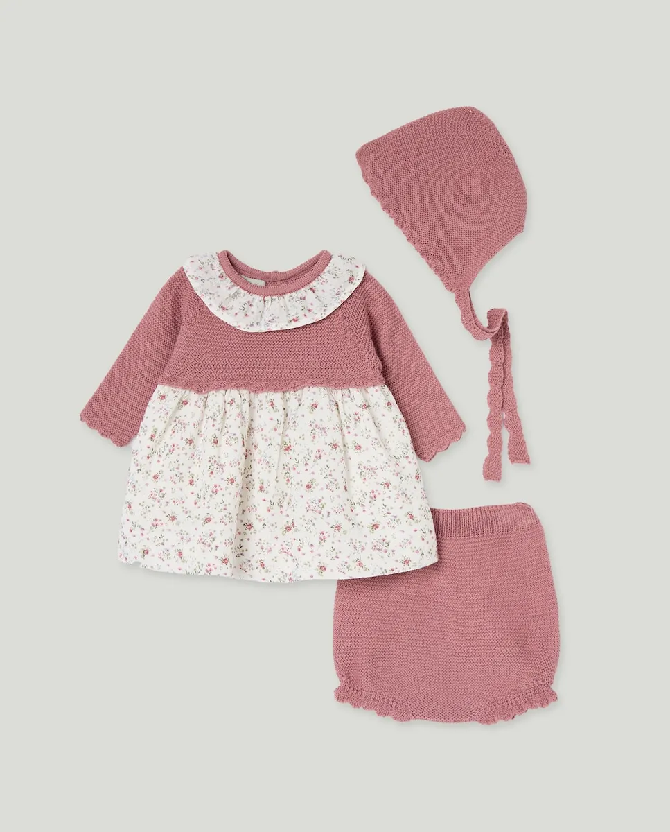 

Длинное платье-сарафан средней длины с длинным рукавом и капюшоном, с фантазийным принтом по всей поверхности для ребенка Coconut El Corte Inglés, розовый