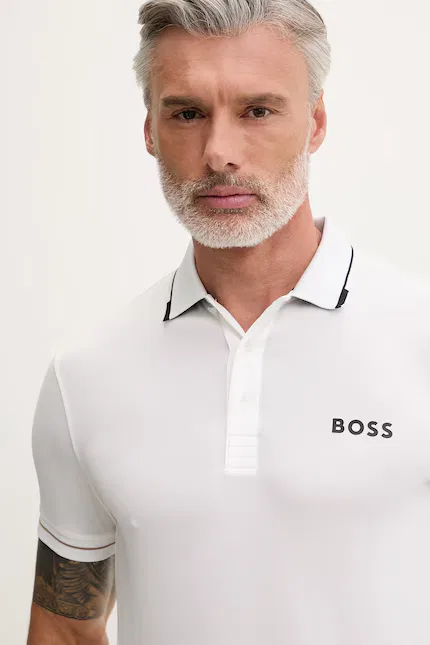 Поло slim fit Paul Pro BOSS Green, бежевый — фото 4