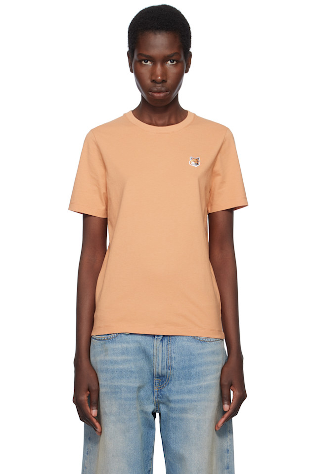 

Футболка с вышивкой лисьей головы Regular Maison Kitsuné, цвет saddle