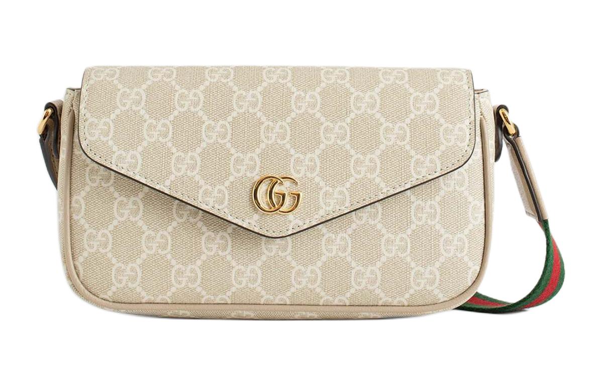 

GUCCI Мини-сумка кросс-боди Ophidia Supreme Canvas женская бежевая и овсяная