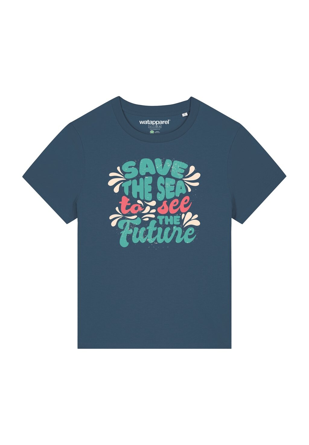 

Футболка с принтом SAVE THE SEA watapparel, бирюзовый