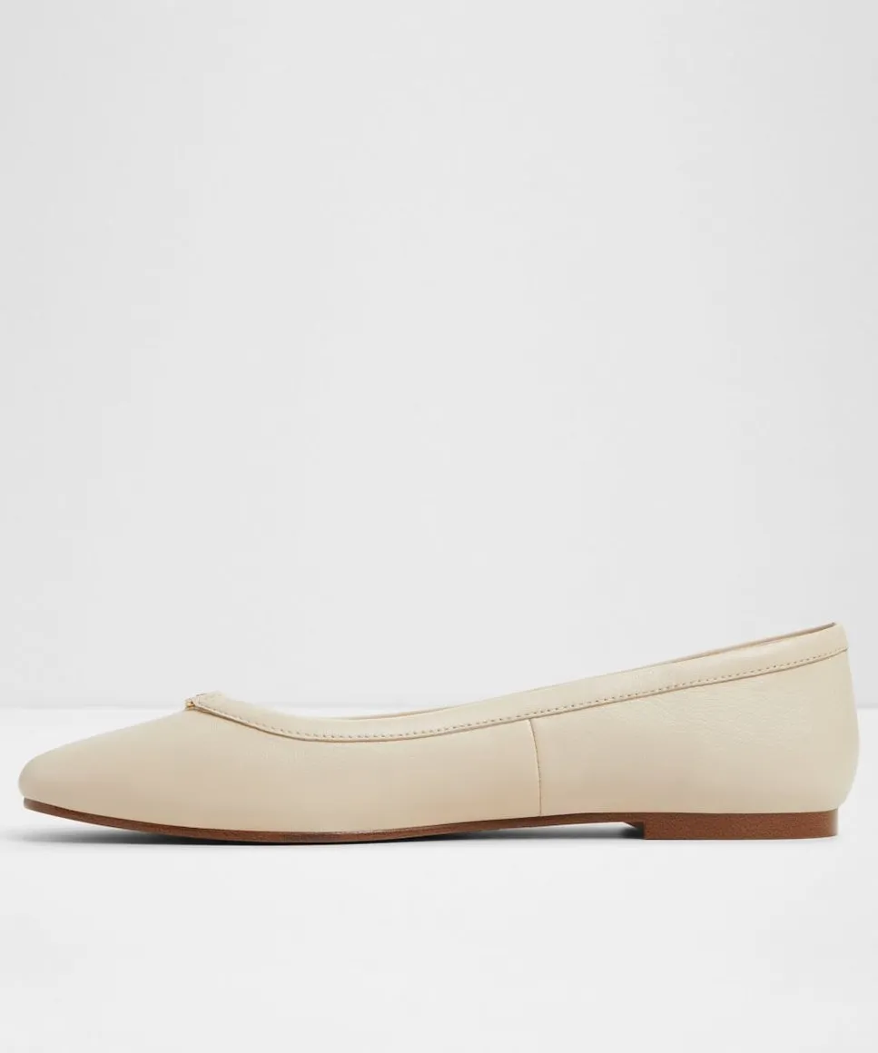 Женские кожаные туфли на плоской подошве с квадратным носком Aldo, бежевый — фото 3