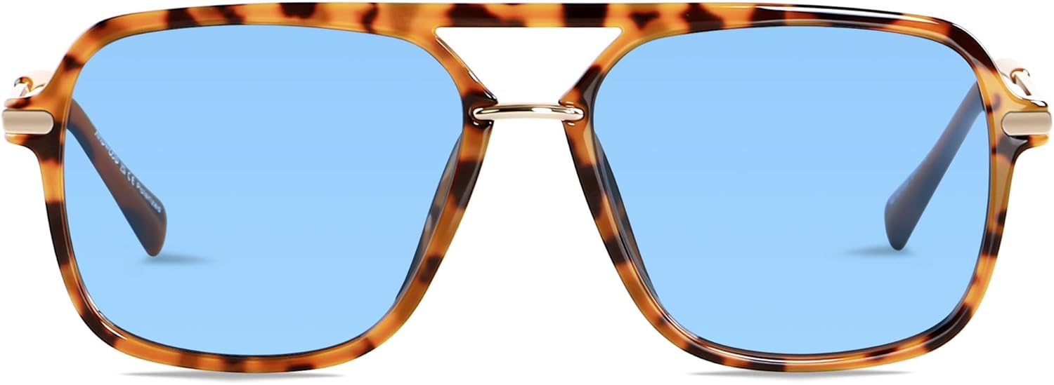 

Солнцезащитные очки ANDWOOD в стиле ретро, ​​квадратные, для женщин и мужчин, поляризованные, модные, в стиле авиатор 90-х, пилотные, Yellow Tortoise | Polarized Light Blue