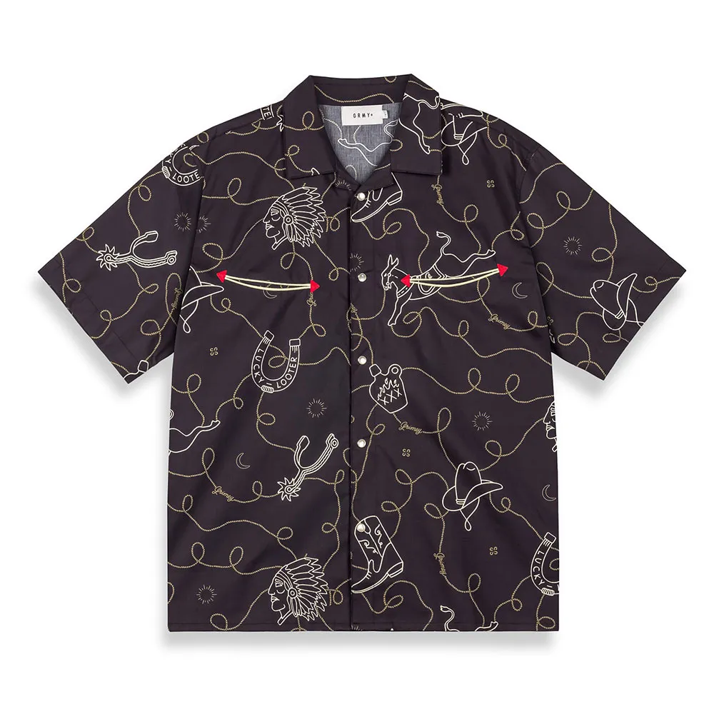 

Рубашка с коротким рукавом Grimey Lone Hand Button Up, черный