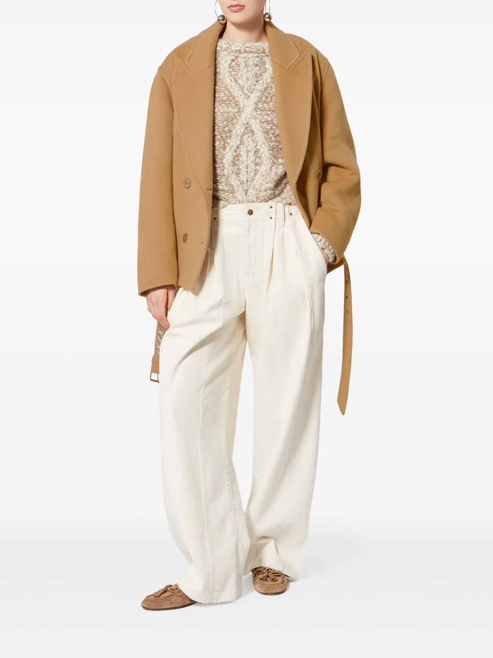 Двубортное пальто Warna с поясом Isabel Marant, светло-коричневый — фото 2