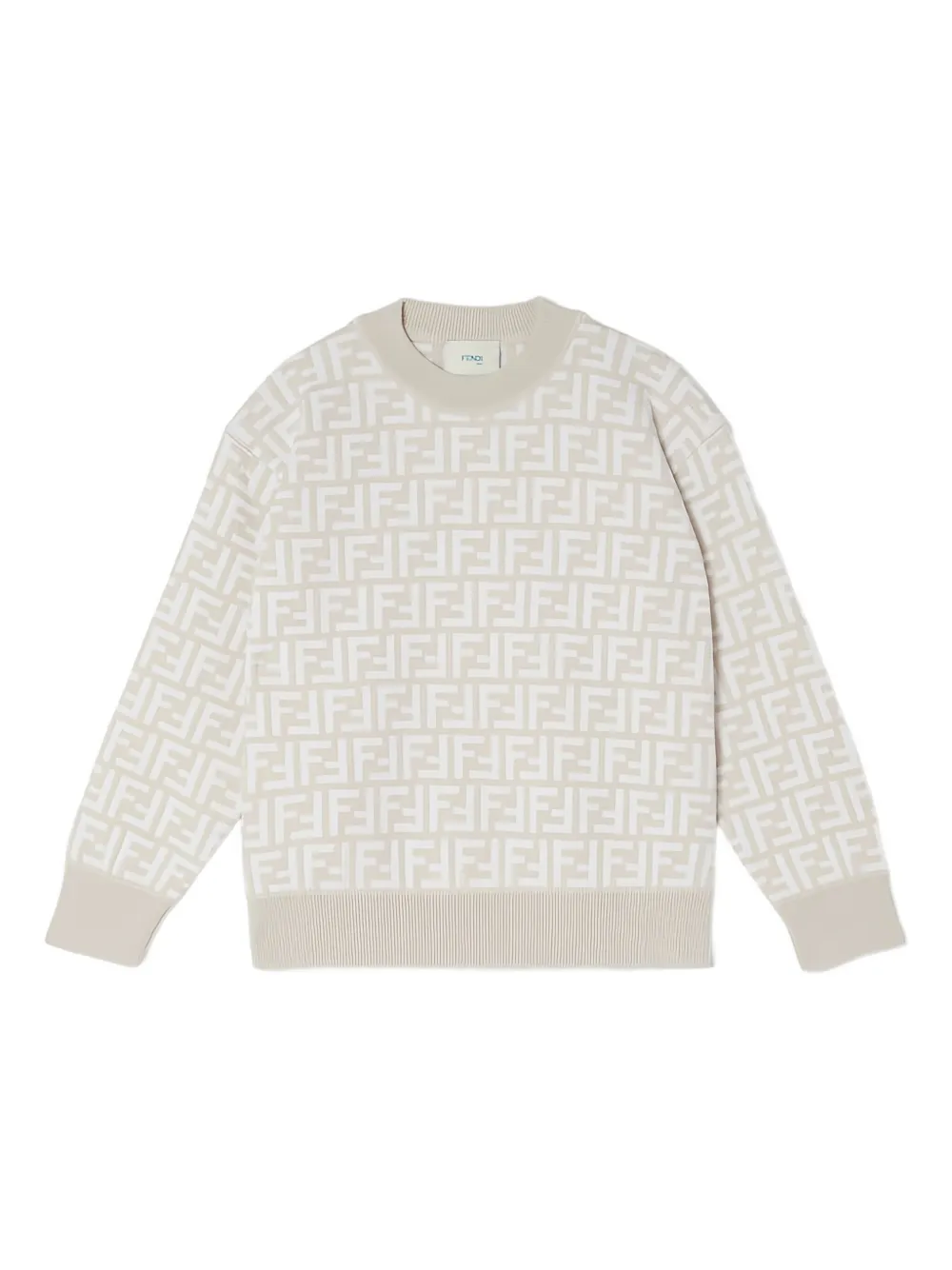 

Свитер с узором из логотипов Fendi Kids, нейтральный