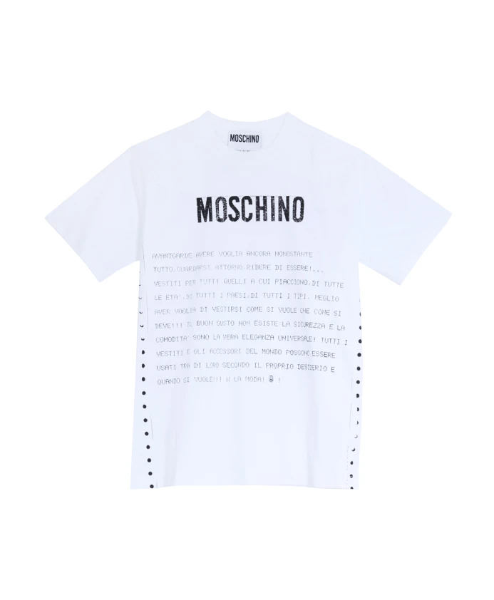 

Белая хлопковая футболка с короткими рукавами и логотипом. Moschino, белый