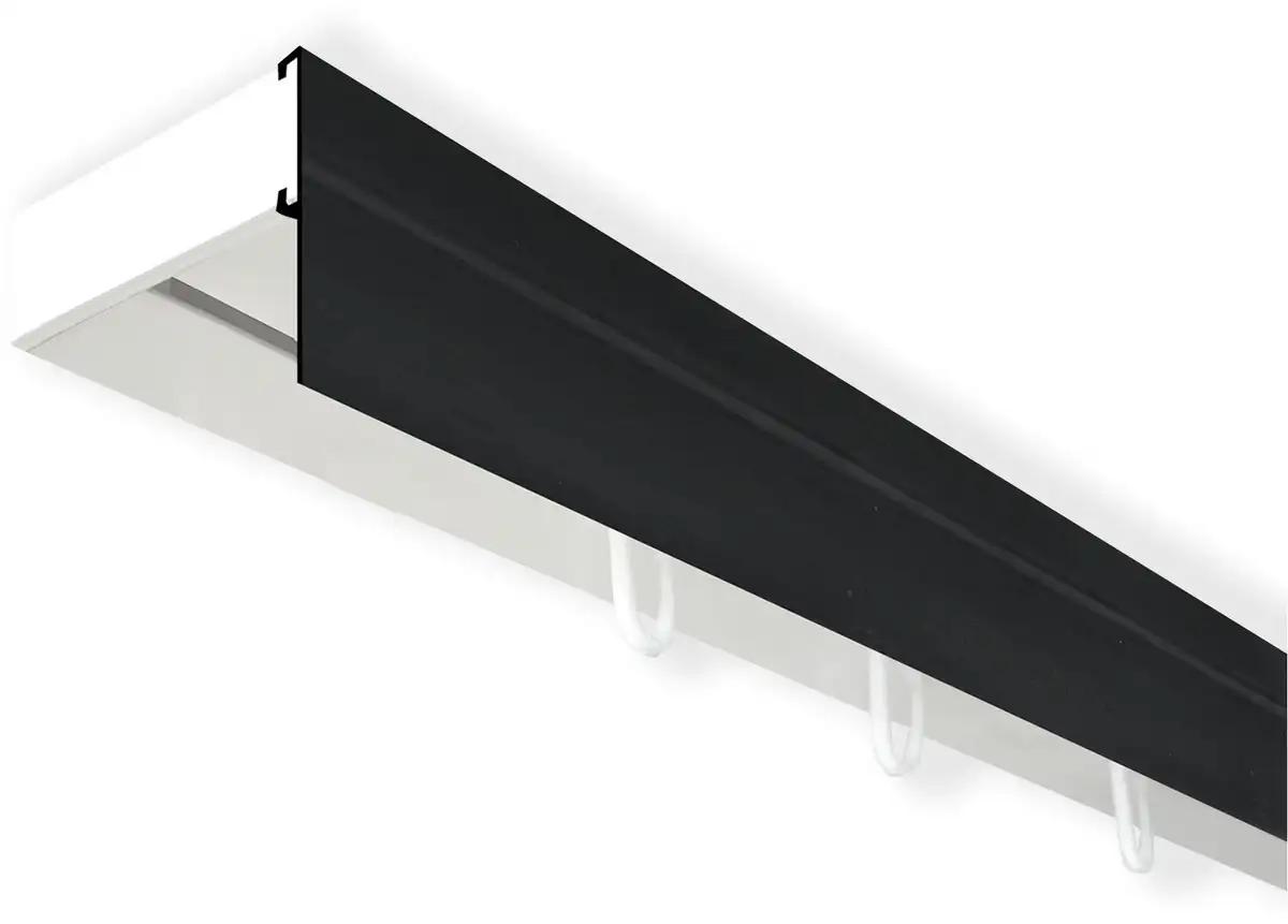 

SN DECO GROUP Карниз для штор "Карниз SH с крышкой", 1 направляющая, фиксированный размер 150 см, белый/черный