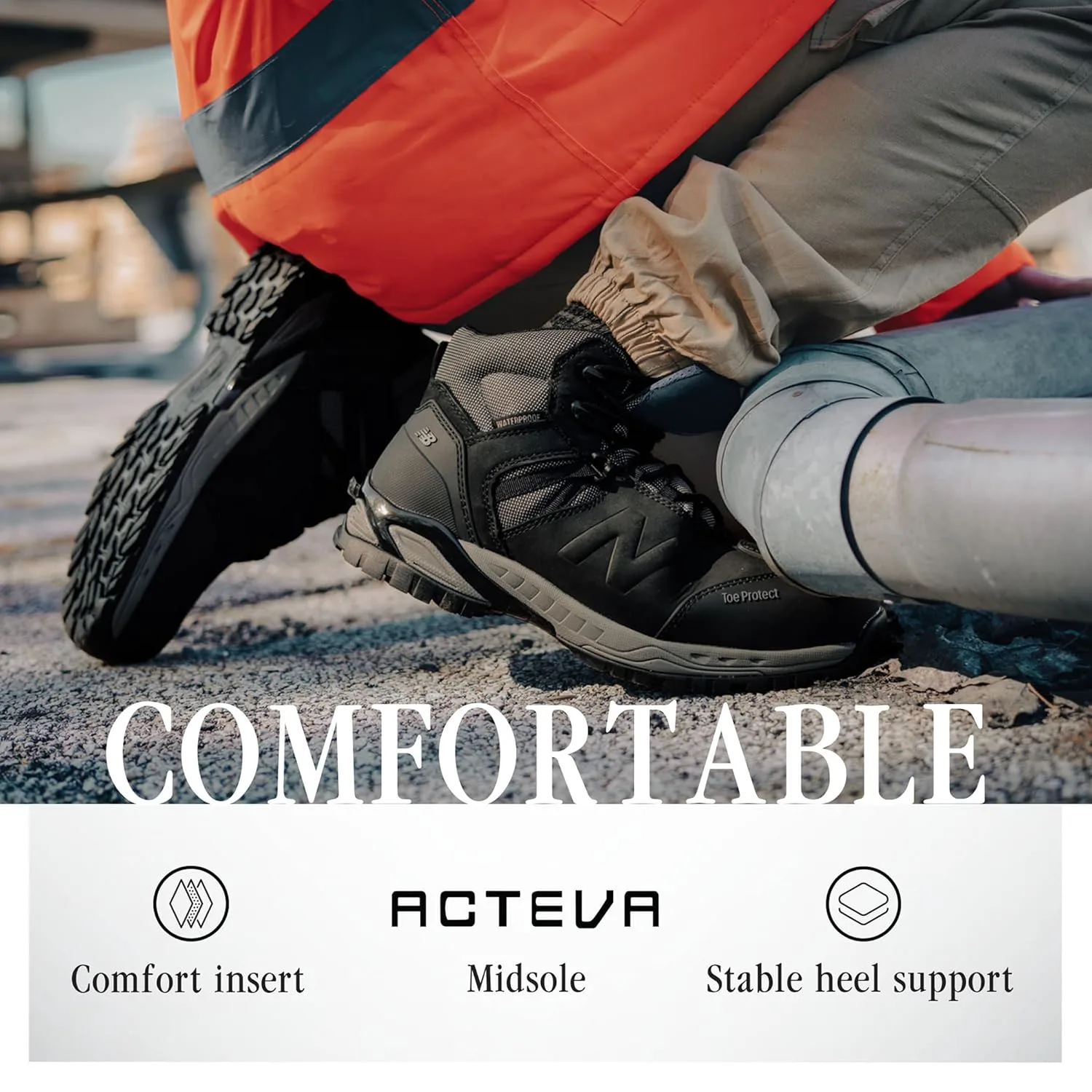 

Рабочие ботинки New Balance Allsite с композитным носком для мужчин - водонепроницаемые, противоскользящие защитные туфли для промышленности и строительства, черные, размер 13 D No Brand