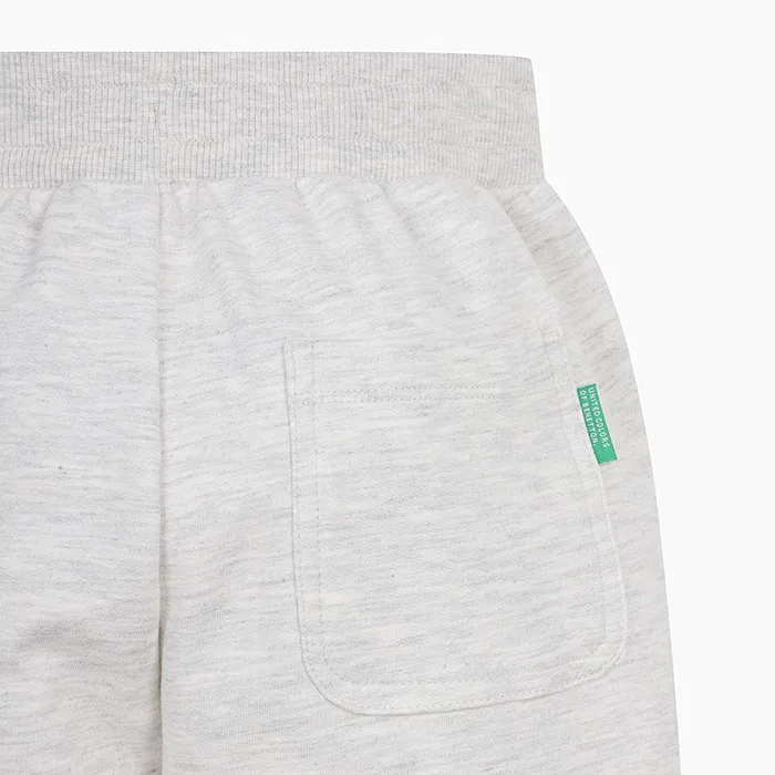 Детские джоггеры с надписью меланжевого серого цвета от Benetton Kids — фото 4