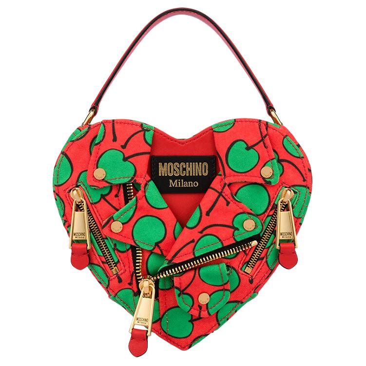 

MOSCHINO Полиэстеровый байкерский рюкзак Сумка в форме сердца Сумка через плечо Кроссбоди Женская красная сумка