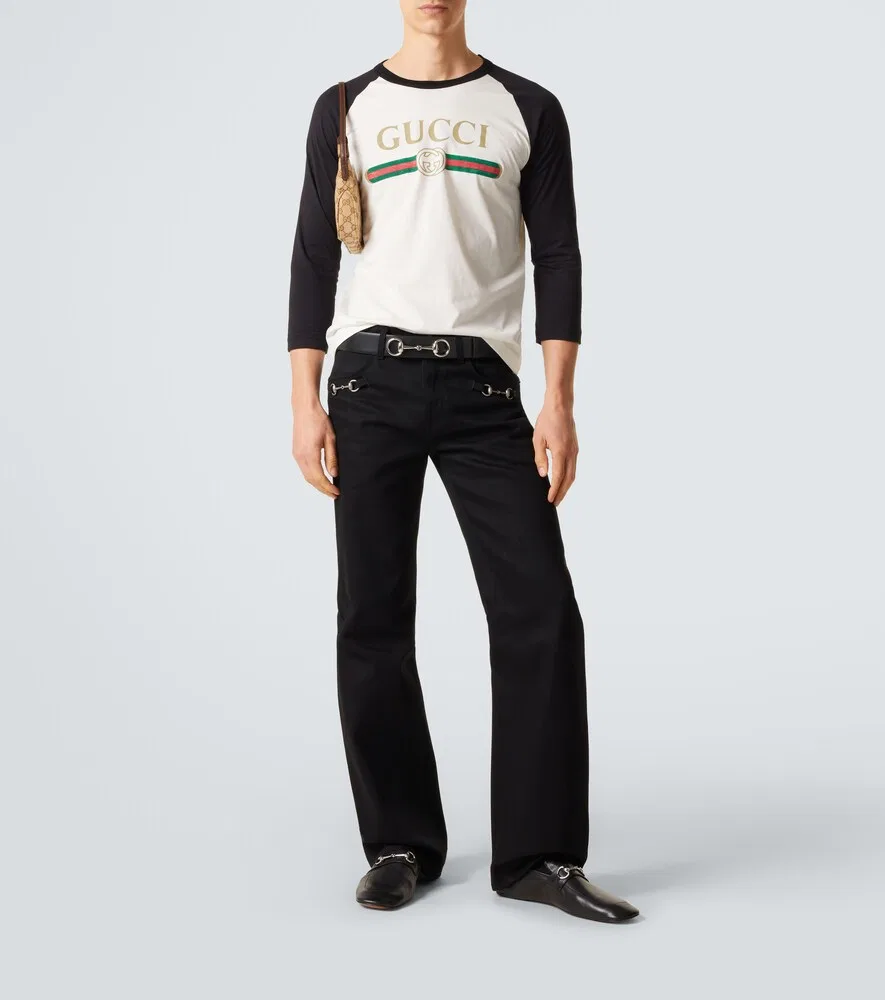 Футболка Gucci из хлопка и шелка с логотипом, белый — фото 2