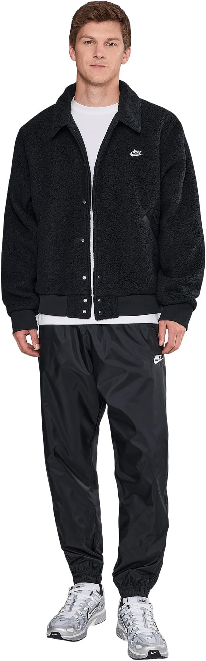 Мужская тренерская куртка Club Sherpa Nike, Black/White — фото 2