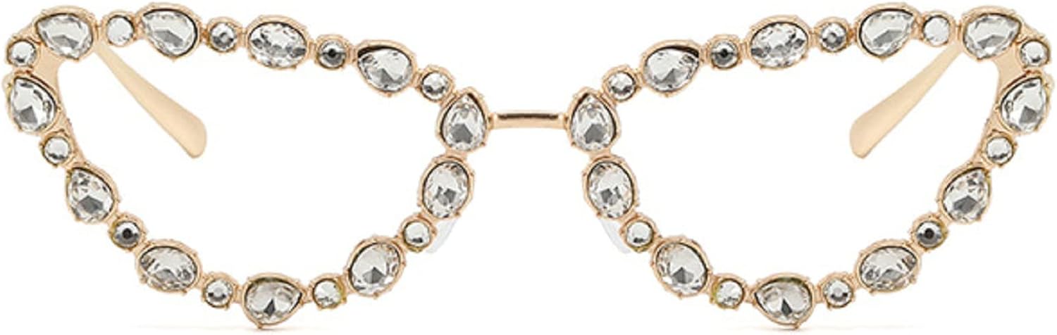 

Ретро-солнцезащитные очки «кошачий глаз» со стразами, винтажная металлическая оправа, бриллиантовые очки, блестящие солнцезащитные очки для женщин и девушек для вечеринок mincl, Silver&clear