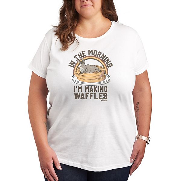 

Футболка с принтом "Shrek in the morning, I'm making waffles" Plus size Dreamworks, White