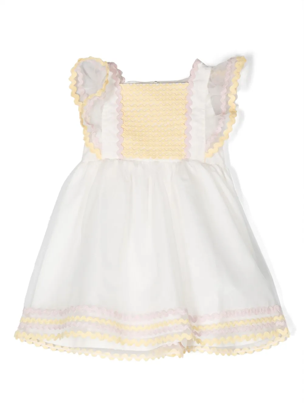 

Платье с оборками и узором зигзаг Stella McCartney Kids, нейтральный