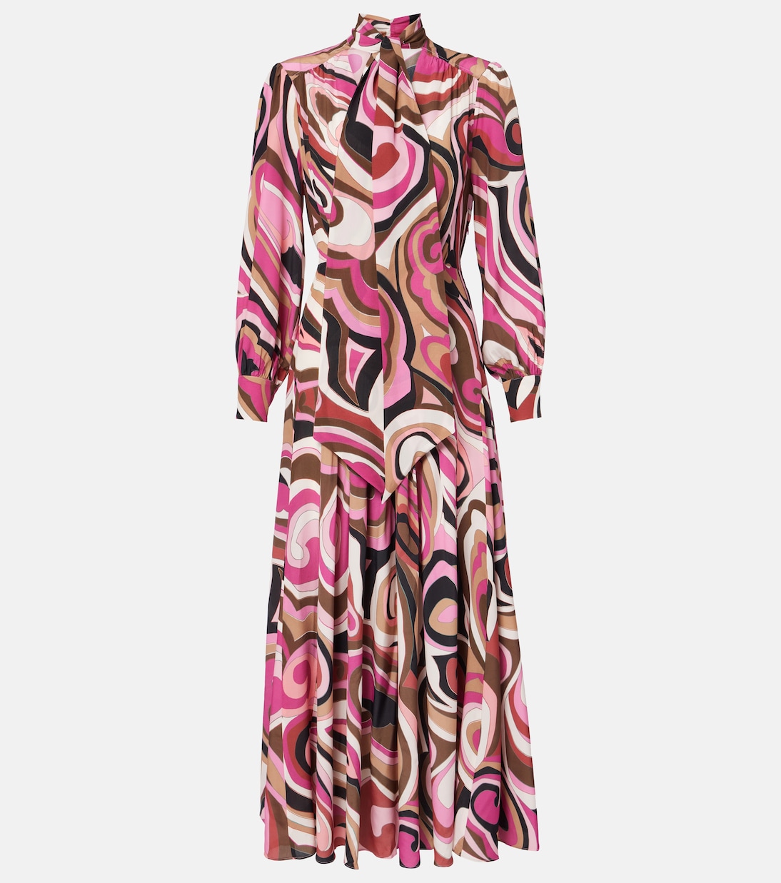 

Платье миди из шелкового крепдешина Marigold Rixo, Marble Pink