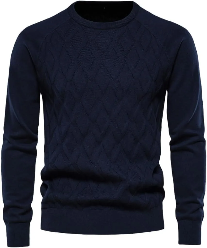 

Мужской свитер о-шейк с длинным рукавом, однотонный, вязаный, теплый OZSSLJJ